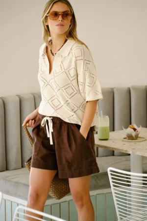 Knitwear|Tops^Ceres Life Demi Diamond Knit Collared Tee