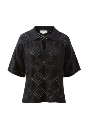 Knitwear|Tops^Ceres Life Demi Diamond Knit Collared Tee