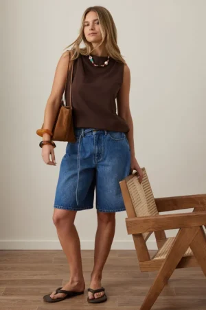 Denim|Shorts^Ceres Life Olive Belted Denim Short Fresh Indigo