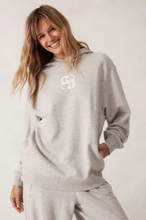 Tops|Long Sleeve Tops^Ceres Life Oversized Slouchy Hoodie Grey Marle Logo