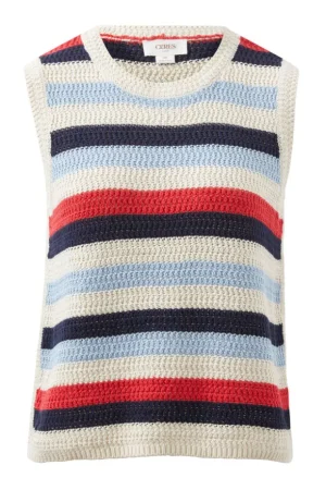Short Sleeve Tops|Tops^Ceres Life Textured Multi Stripe Knit Tank Heritage Red Stripe